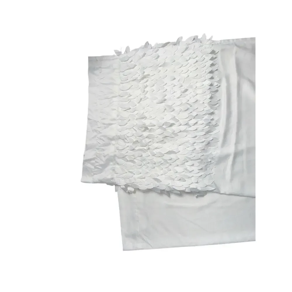 Set of 4 White Leaf Fringe Curtains Panels Drapes 84 Long 3D Unique Style